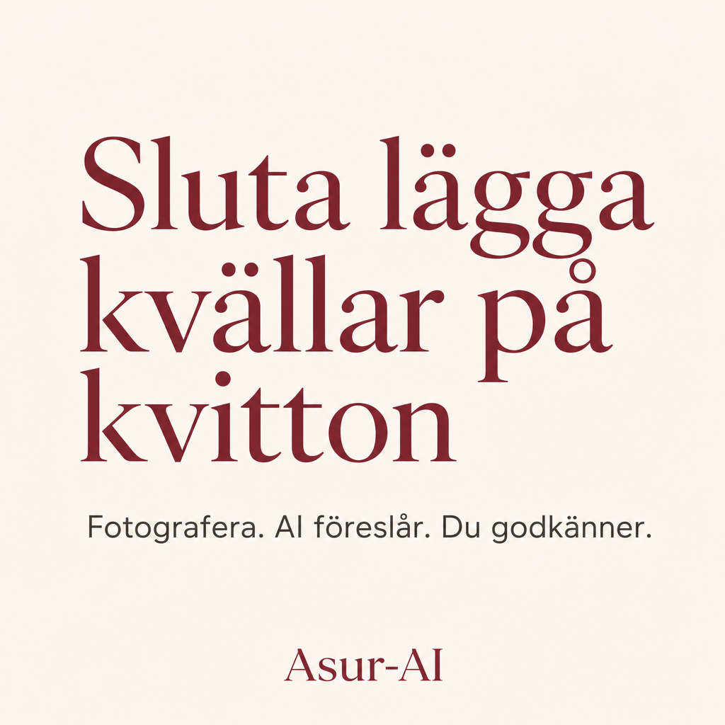 Asur-AI – fotografera kvitton, AI föreslår, du godkänner