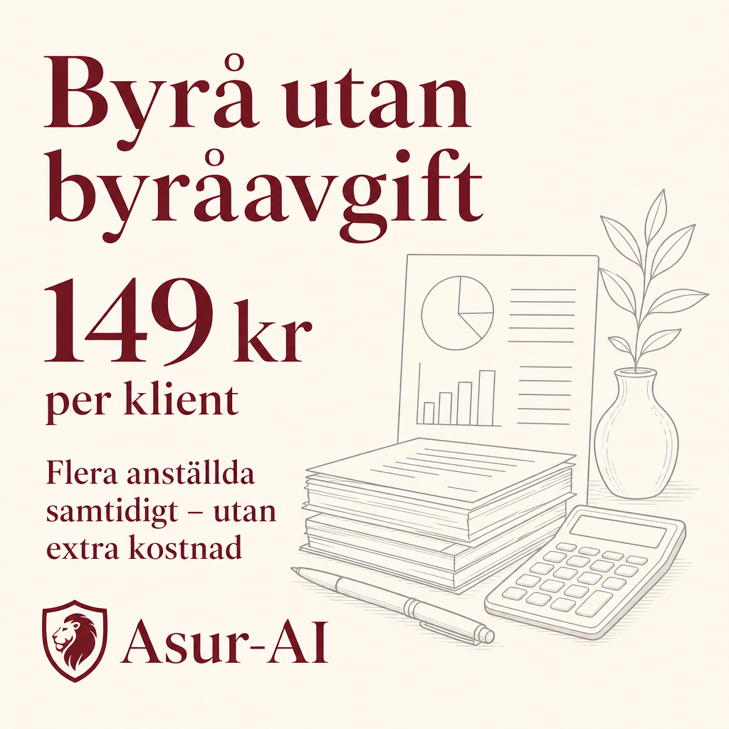 Asur-AI byråprogram – ingen byråavgift, 149 kr per klient