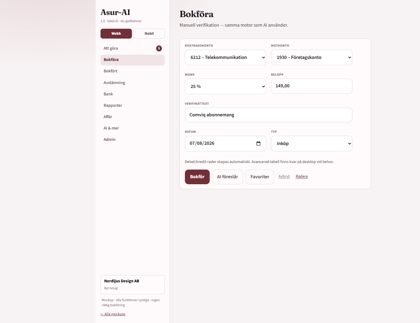 Asur-AI Bokföra – manuellt verifikat